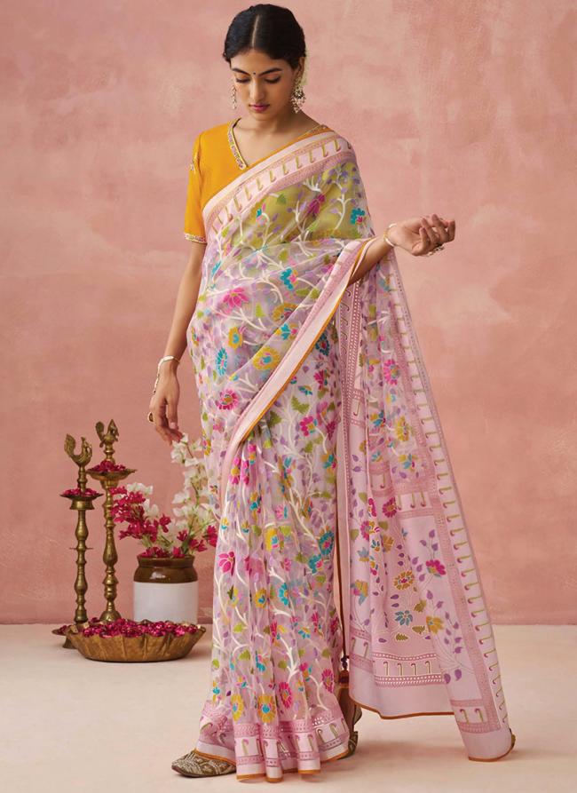 Brasso Pink Festival Wear Printed Saree